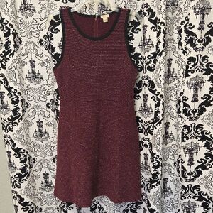 J. Crew Rich Wool Blend Tweed Wine Red Sleeveless Dress